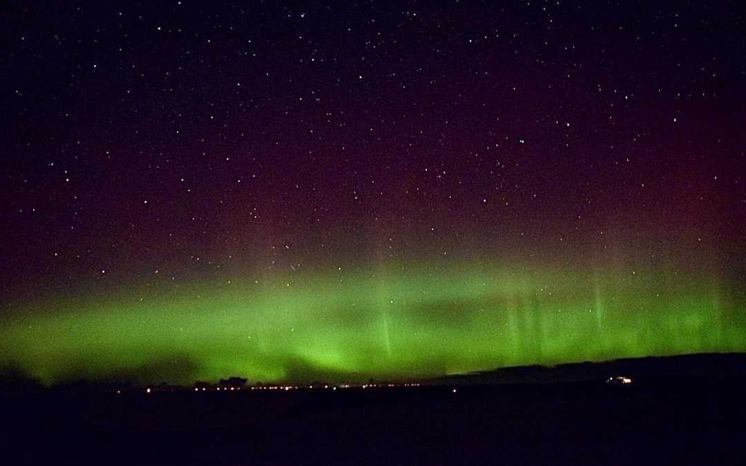 Aurora visible over the bay